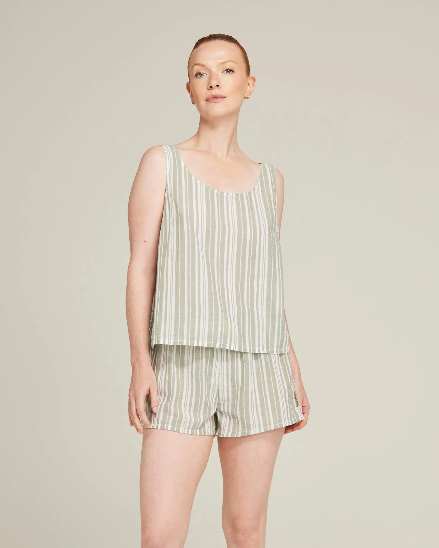 The Tank - Sage Stripe sold by Nudea