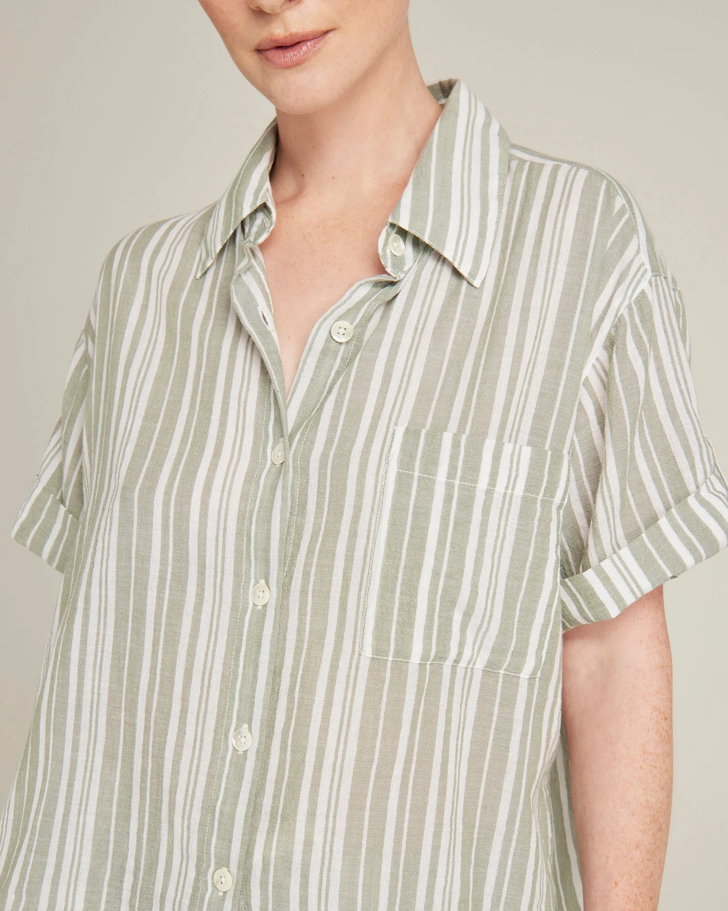 The Short Sleeve Shirt - Sage Stripe sold by Nudea product image thumbnail 4