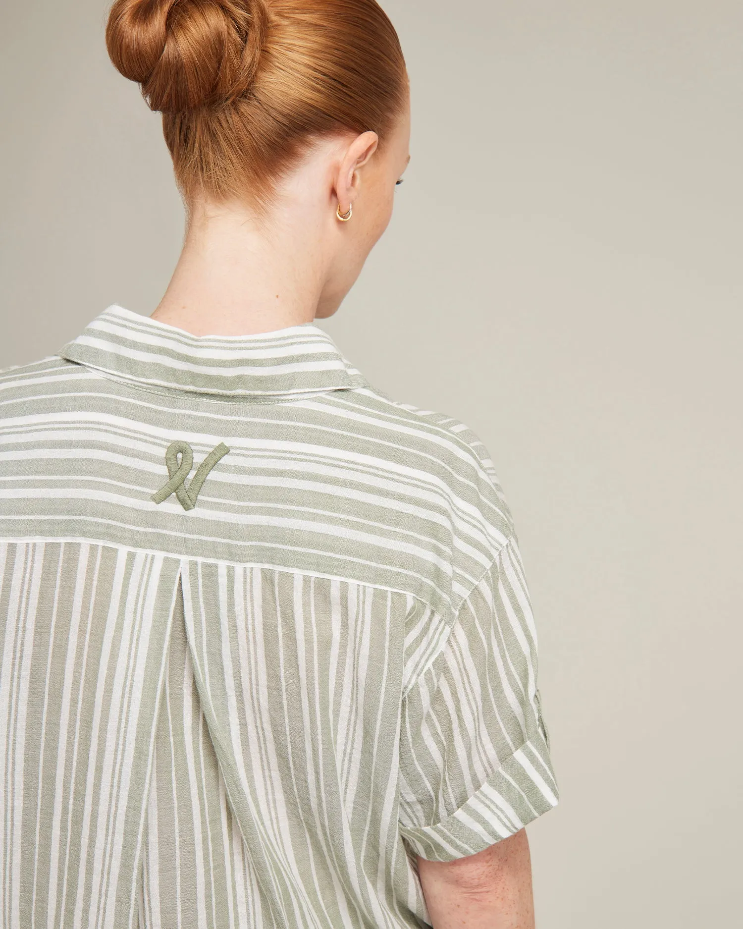 The Short Sleeve Shirt - Sage Stripe sold by Nudea product image thumbnail 2