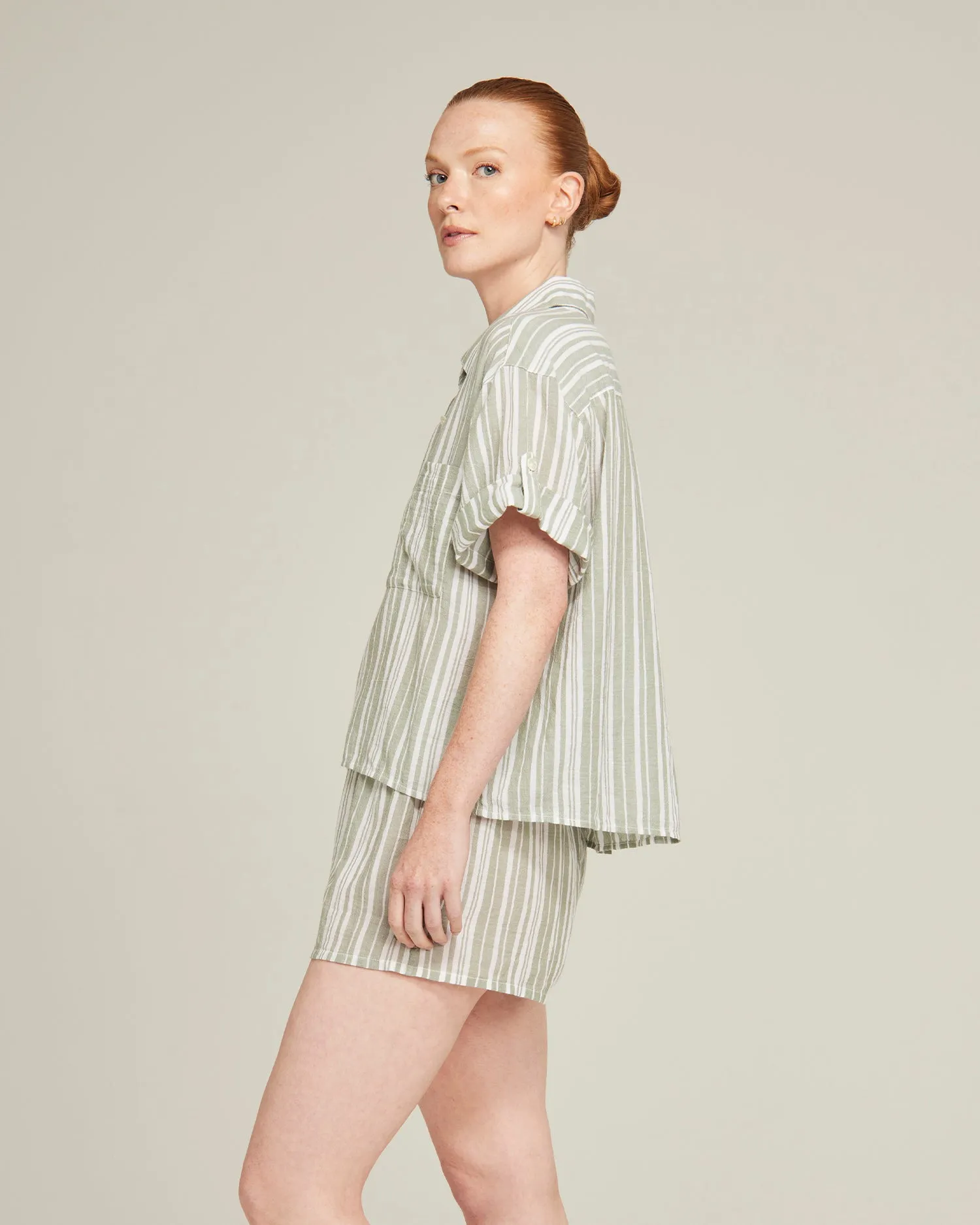 The Short Sleeve Shirt - Sage Stripe sold by Nudea product image thumbnail 3