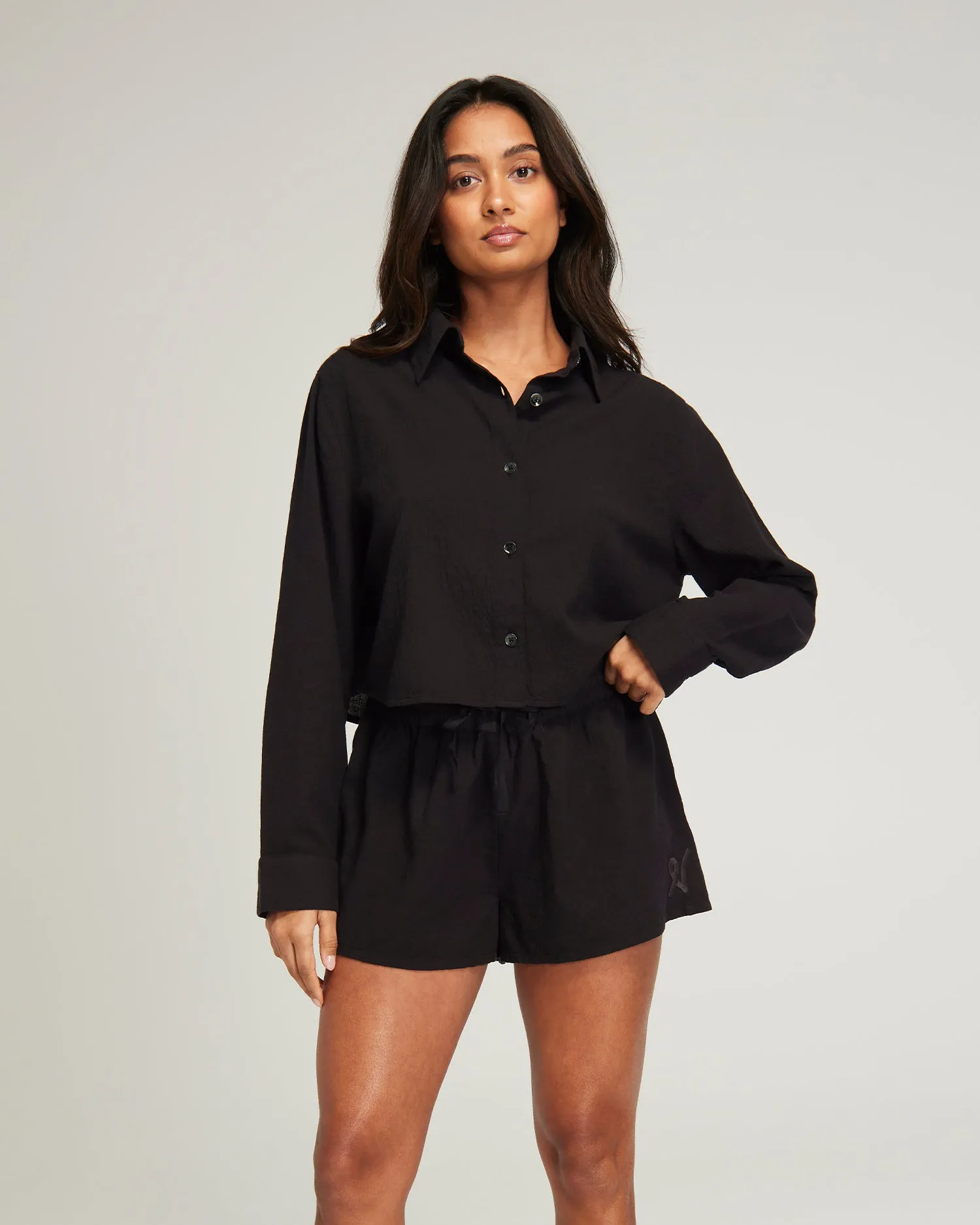 The Cropped Shirt - Black sold by Nudea