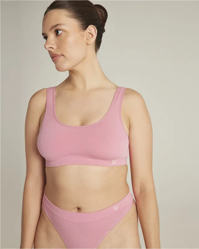 The TENCEL™ Seamless Crop Top 2 Pack - Rose Pink/White Sand sold by Nudea