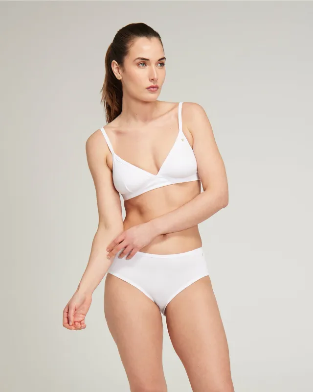 The Organic Cotton Easy Does It Bralette - Cotton White sold by Nudea