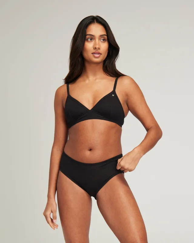 The Organic Cotton Easy Does It Bralette - Black sold by Nudea