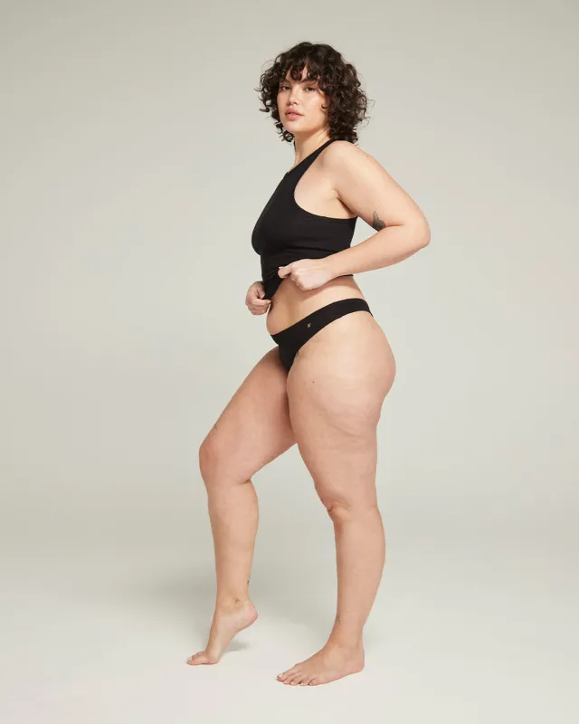 The Organic Cotton Dipped Thong 2 Pack - Black sold by Nudea