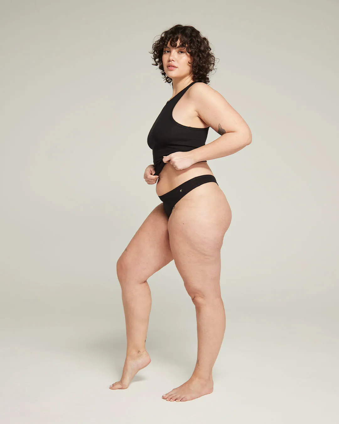 The Organic Cotton Dipped Thong 2 Pack - Black sold by Nudea