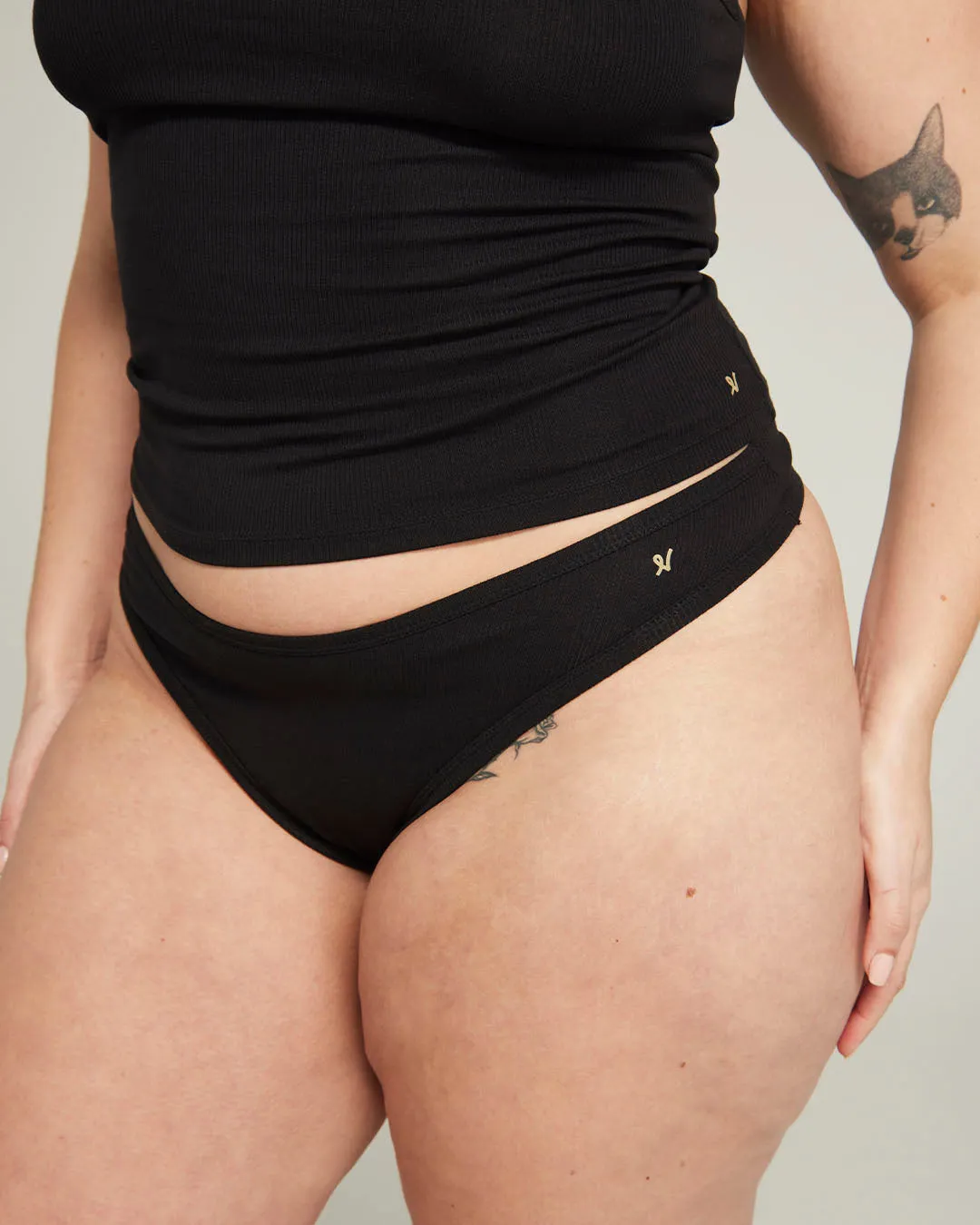 The Organic Cotton Dipped Thong 2 Pack - Black sold by Nudea product image thumbnail 4