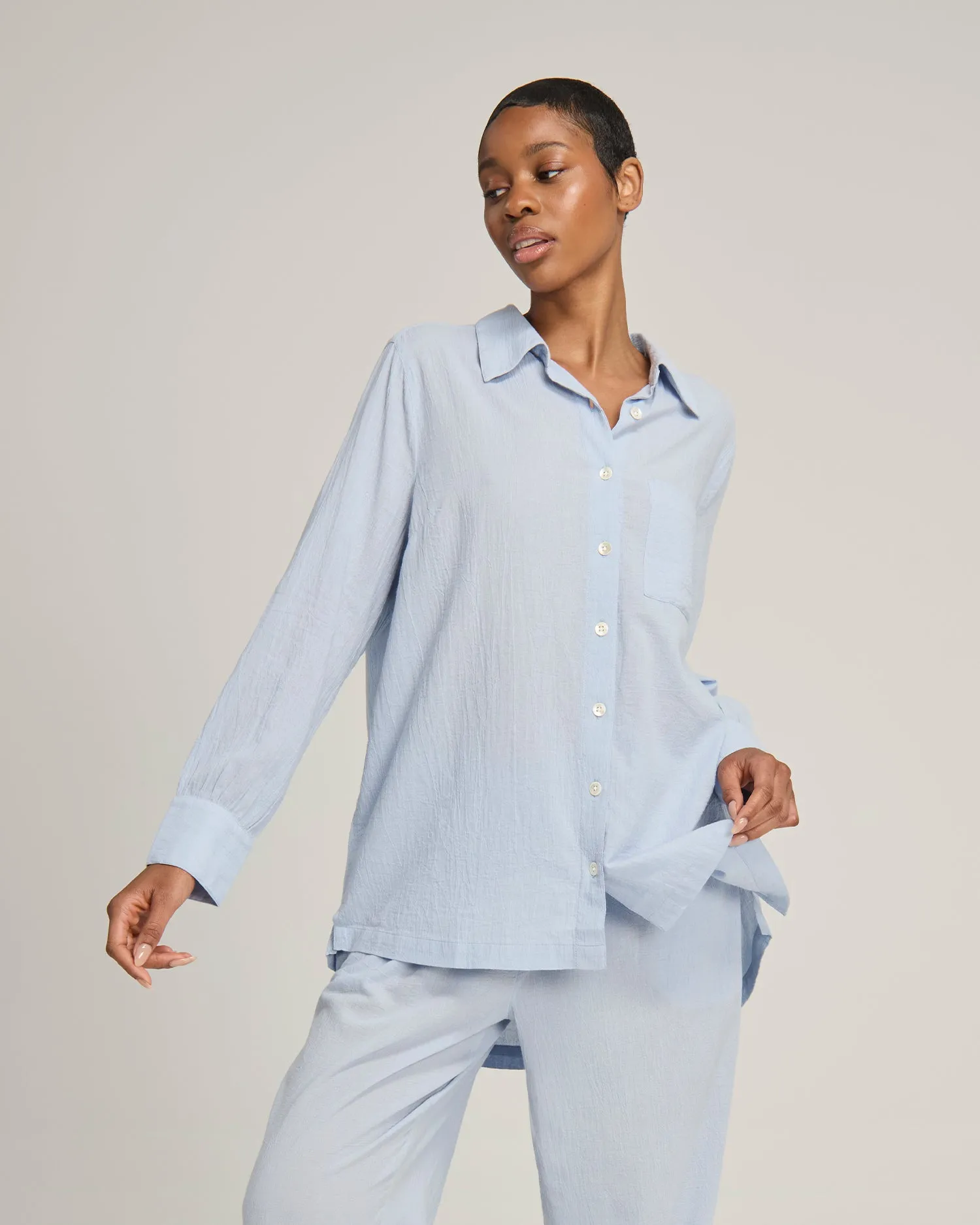 The Midi Shirt - Sky sold by Nudea