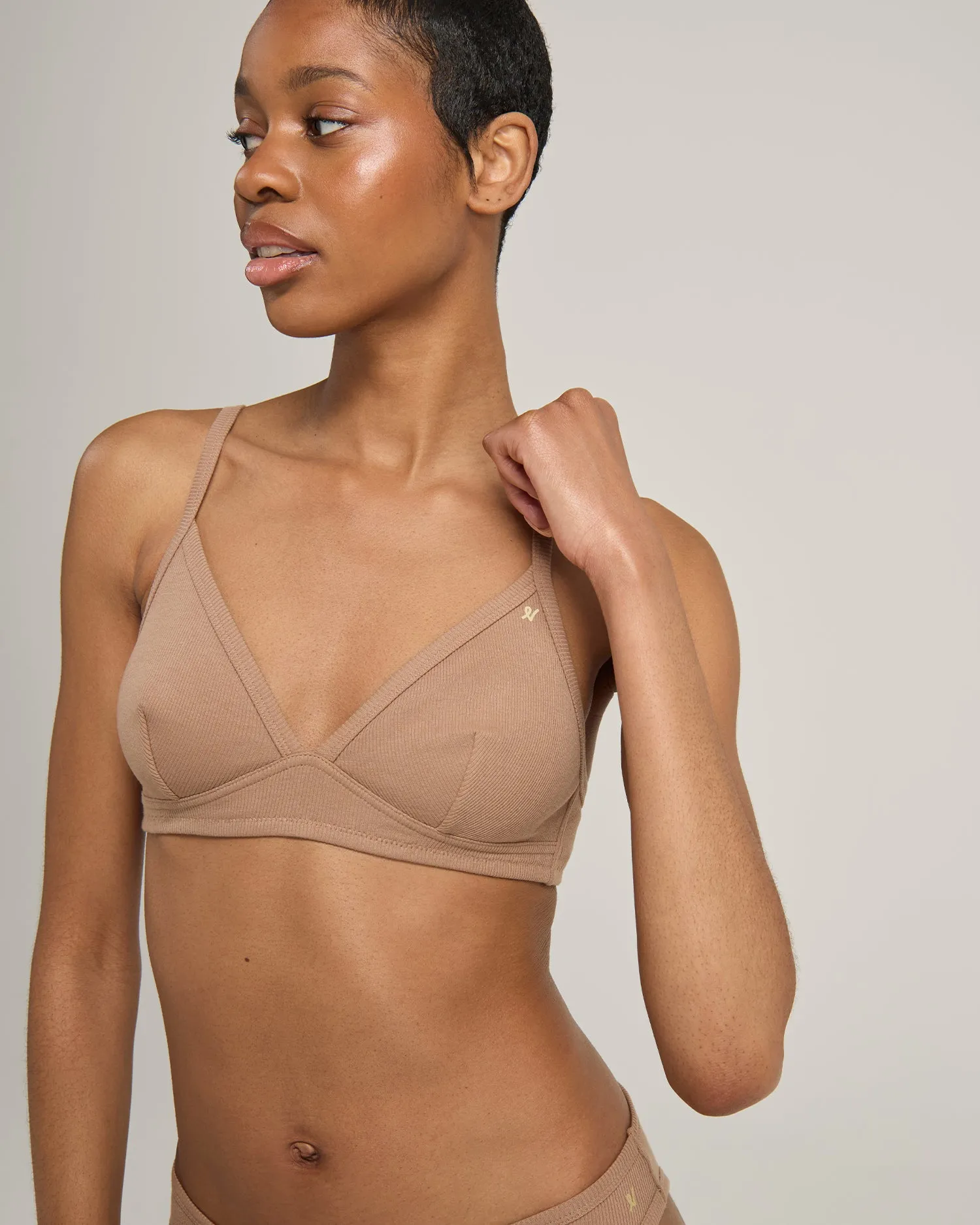 The Organic Cotton Easy Does It Bralette - Mocha sold by Nudea