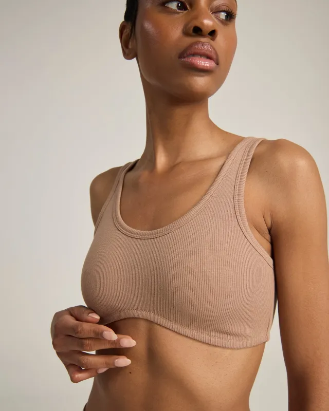 The Organic Cotton Dip Front Bralette - Mocha sold by Nudea