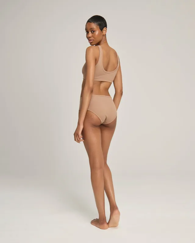 The Organic Cotton Midi Brief 2 Pack - Mocha sold by Nudea