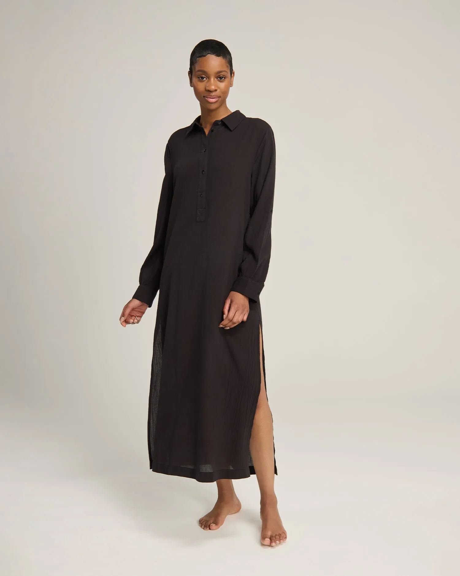 The Maxi Shirt - Black sold by Nudea