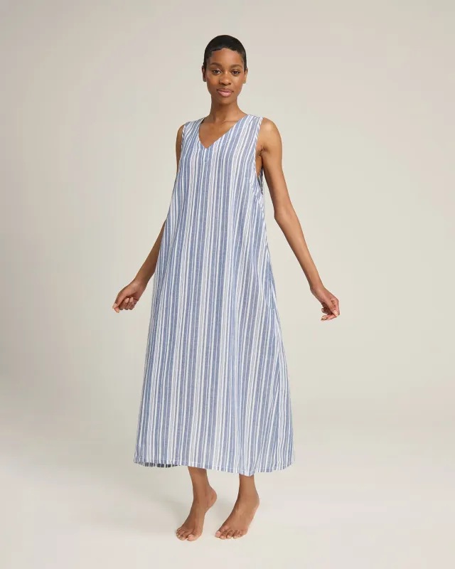 The V Neck Dress - French Navy Stripe sold by Nudea