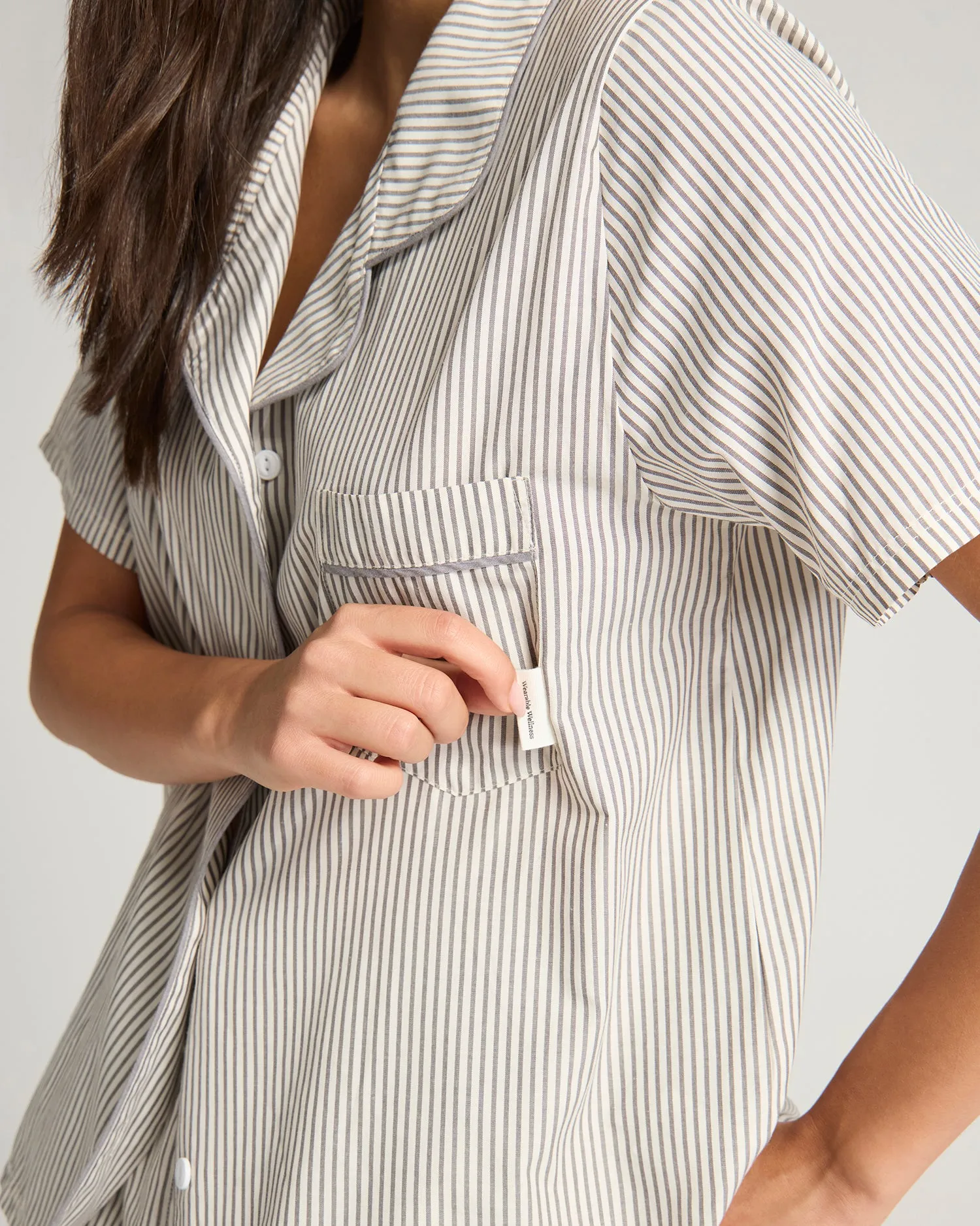 The Short PJ Set - Dove Grey Stripe sold by Nudea product image thumbnail 4