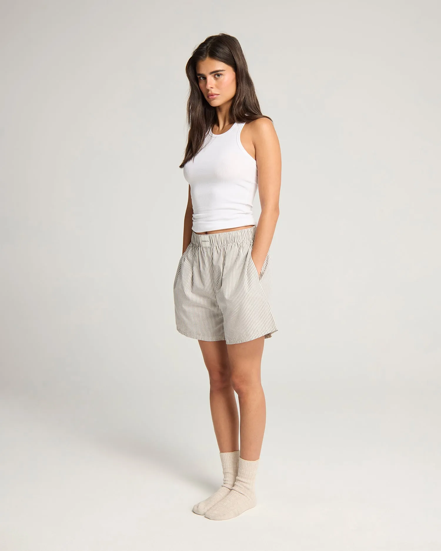 The Short PJ Set - Dove Grey Stripe sold by Nudea product image thumbnail 5