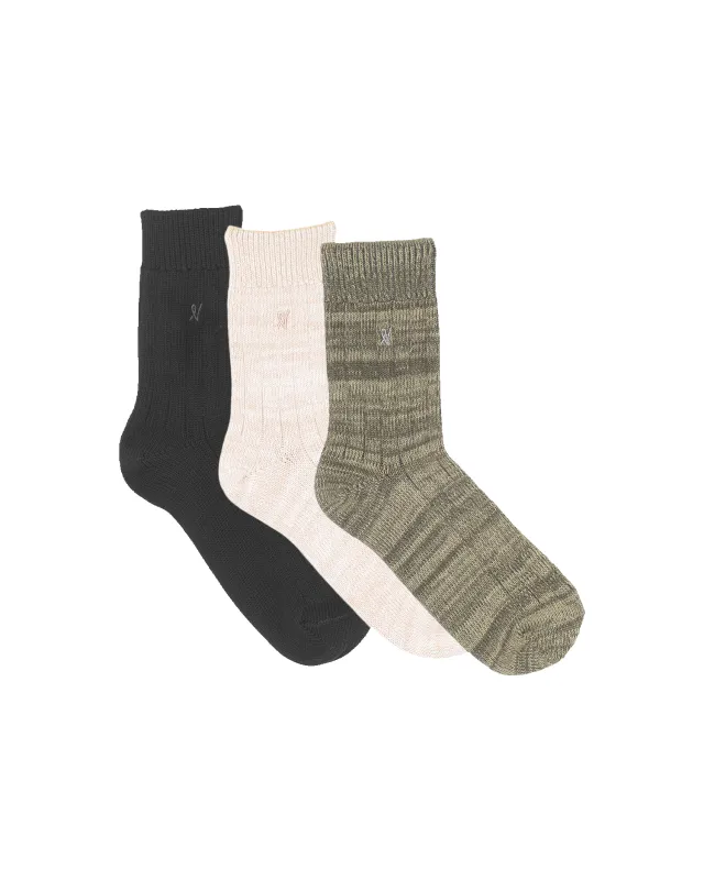 The Organic Cotton Socks 3 Pack - Black/Oatmeal/Sage sold by Nudea