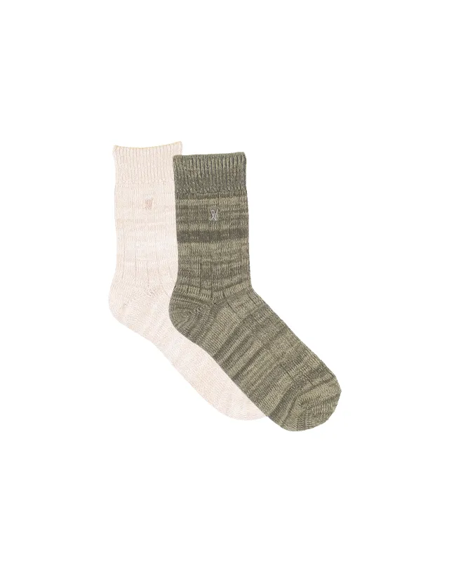 The Organic Cotton Socks 2 Pack - Oatmeal/Sage sold by Nudea