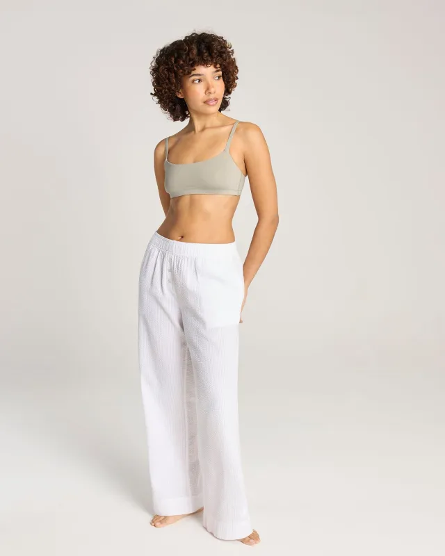Seersucker Button Trouser - White made by Nudea