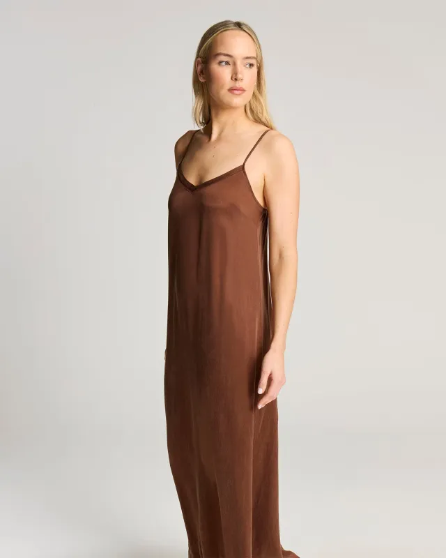 Eco-Luxe Maxi Slip Dress - Cocoa made by Nudea