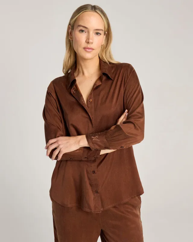 Eco-Luxe Midi Shirt - Cocoa made by Nudea