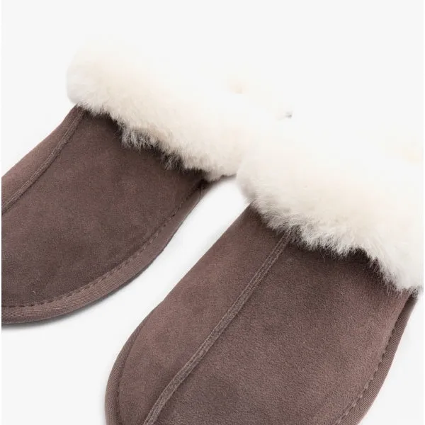 HOS Sheepskin AYLA Womens Real Sheepskin Mule Slippers Espresso sold by Shuperb product image thumbnail 4