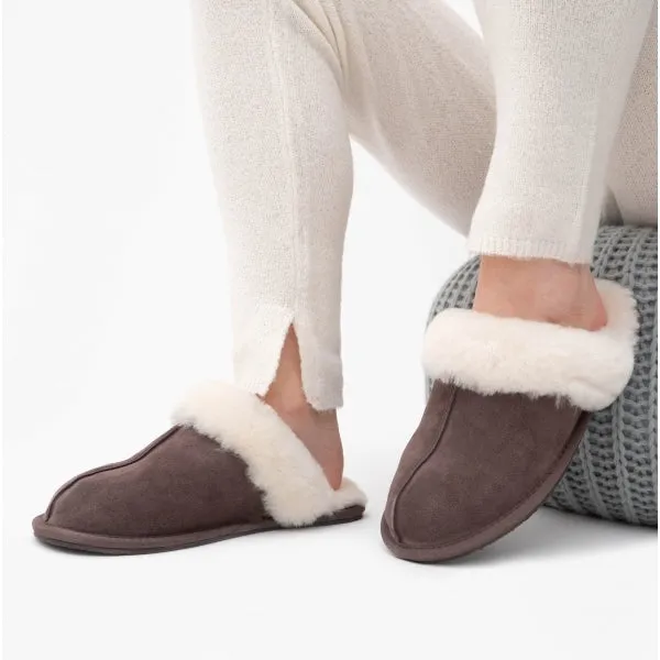 HOS Sheepskin AYLA Womens Real Sheepskin Mule Slippers Espresso sold by Shuperb product image thumbnail 3