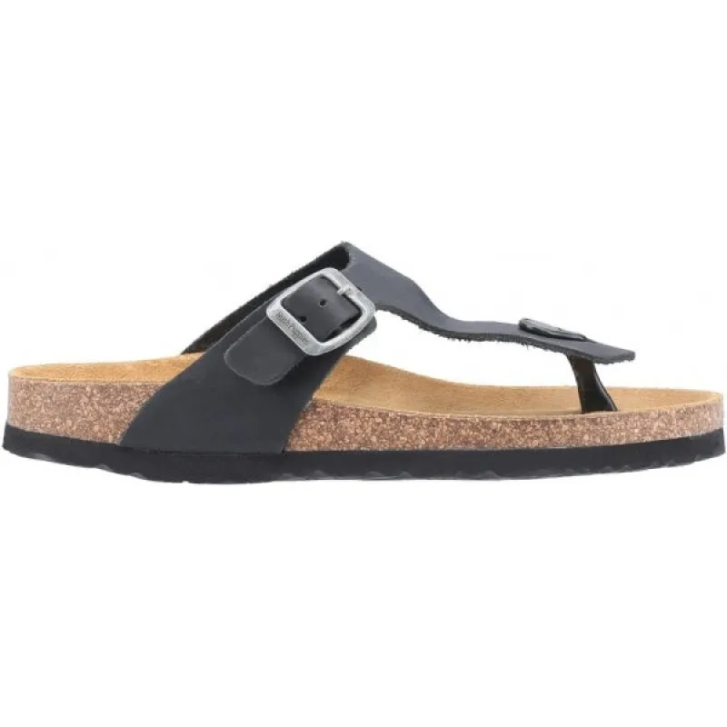 Hush Puppies KAYLA Womens Leather Toe Post Sandals Black sold by Shuperb