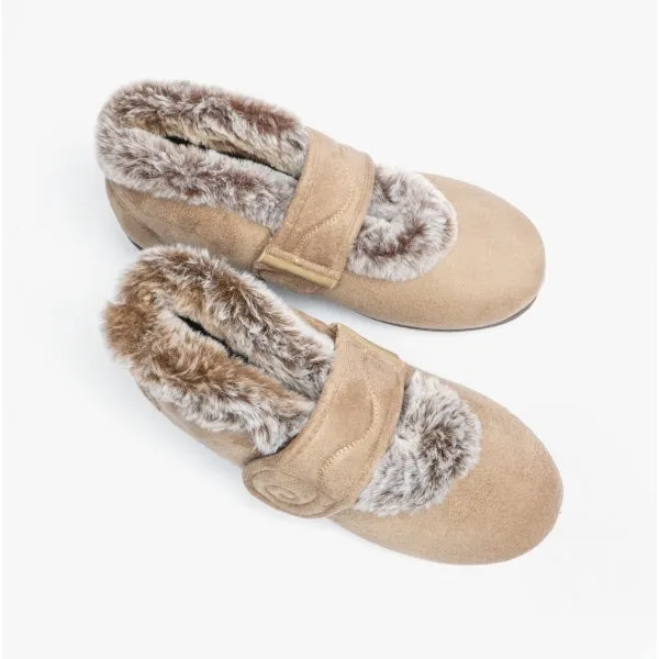 Padders HUSH Womens (2E Fit) Touch Fasten Boot Slippers Taupe Combi sold by Shuperb product image thumbnail 4