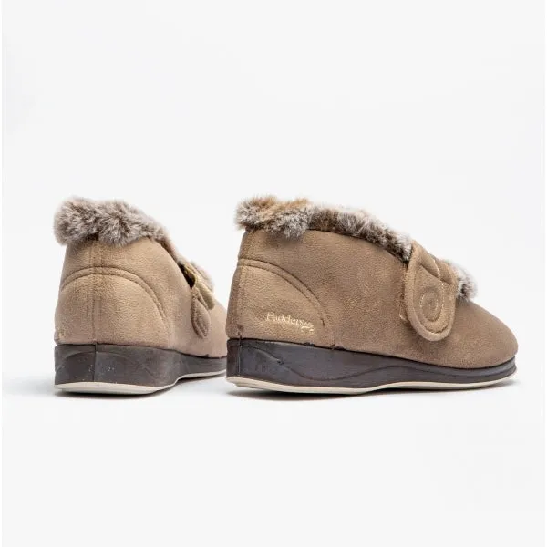 Padders HUSH Womens (2E Fit) Touch Fasten Boot Slippers Taupe Combi sold by Shuperb product image thumbnail 3