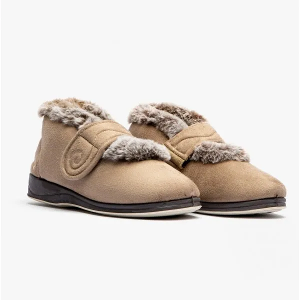 Padders HUSH Womens (2E Fit) Touch Fasten Boot Slippers Taupe Combi sold by Shuperb product image thumbnail 2