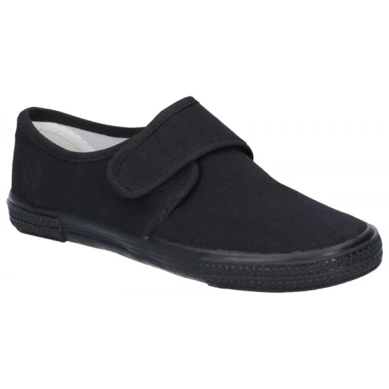 99248 Unisex Canvas Touch Fasten Plimsolls Black sold by Shuperb