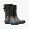 MOLLY WELLY Ladies Rubber Wellies Black Ditsy sold by Shuperb