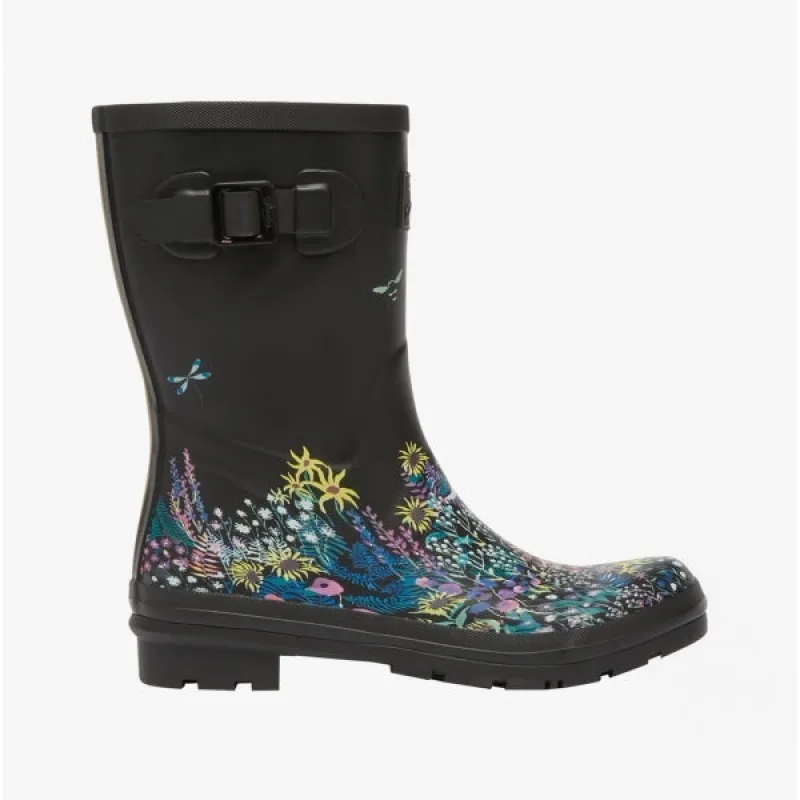 MOLLY WELLY Ladies Rubber Wellies Black Ditsy sold by Shuperb