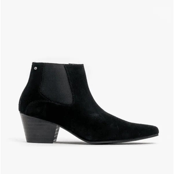 Club Cubano McCARTNEY Mens Suede Winklepicker Cuban Heel Boots Black sold by Shuperb