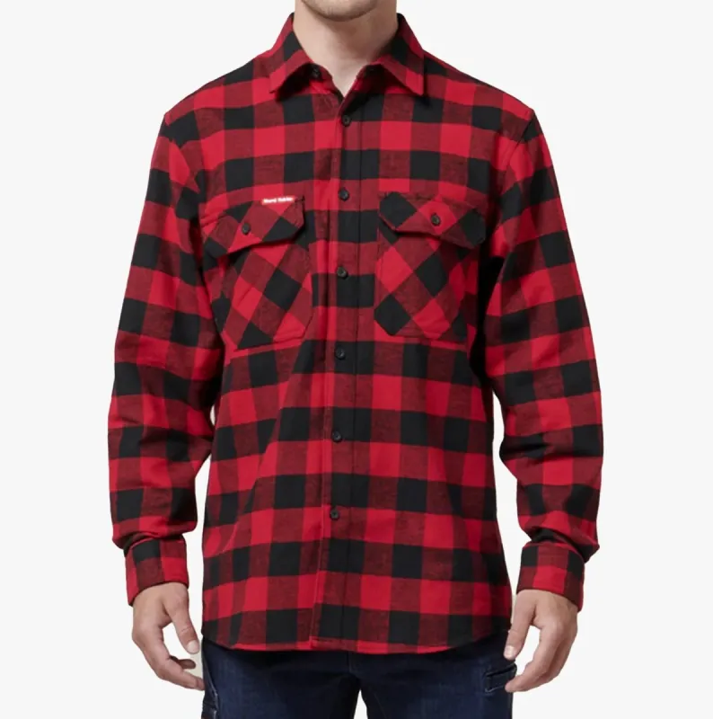 Hard Yakka LONG SLEEVE CHECK FLANNEL Mens Shirts Red sold by Shuperb