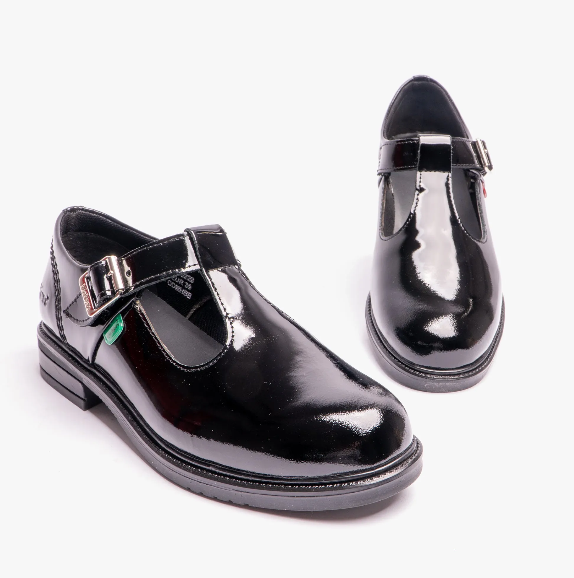 Kickers 116229 LACH T-BAR Girls School Shoes Black Patent sold by Shuperb