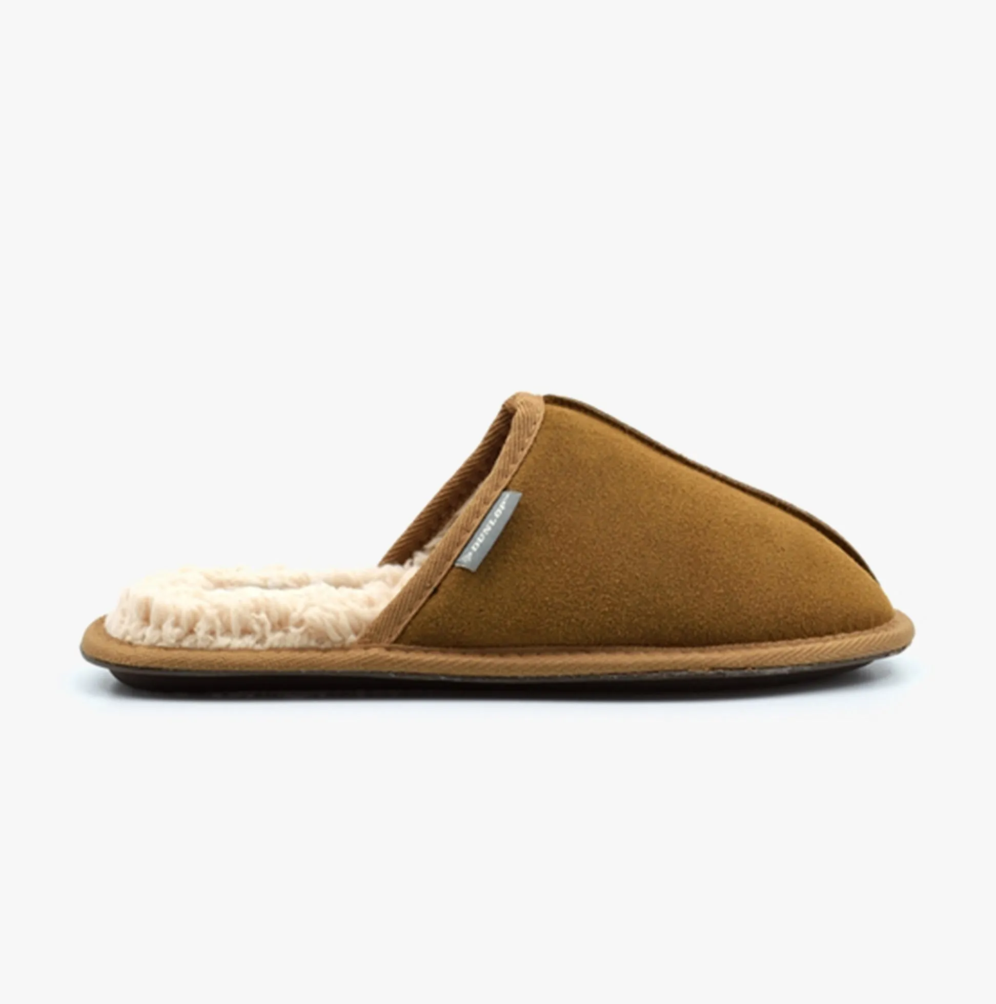 Dunlop TAYLOR Mens Suede Mule Slippers Cognac sold by Shuperb