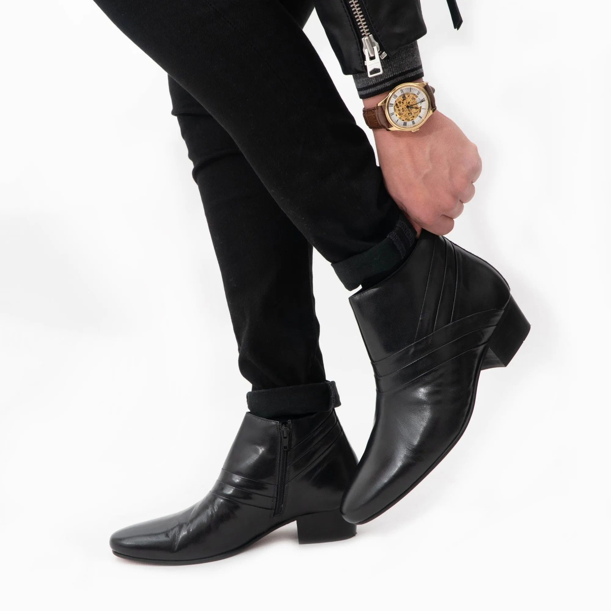 Club Cubano MARIO Mens Leather Cuban Heel Boots Black sold by Shuperb product image thumbnail 2