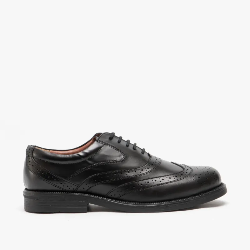 Scimitar STEWART Mens Leather Brogue Shoes Black made by Shuperb