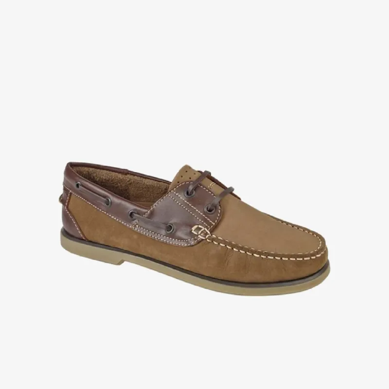 DEK RIVER Mens Nubuck Moccasin Boat Shoes Brown sold by Shuperb