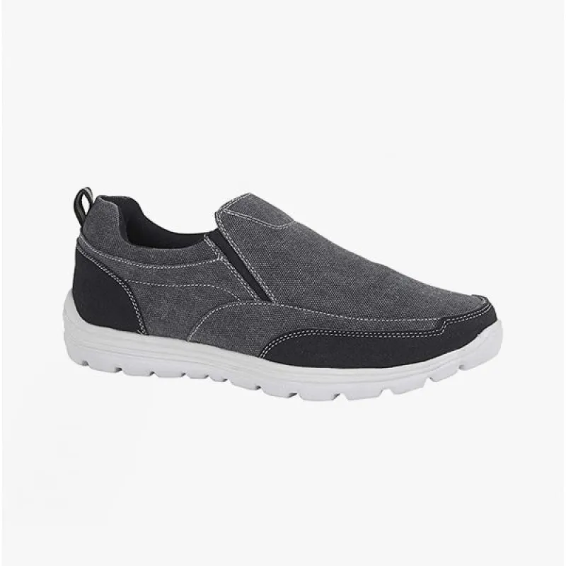 DEK M336A Mens Denim Canvas Slip-On Trainers Black sold by Shuperb