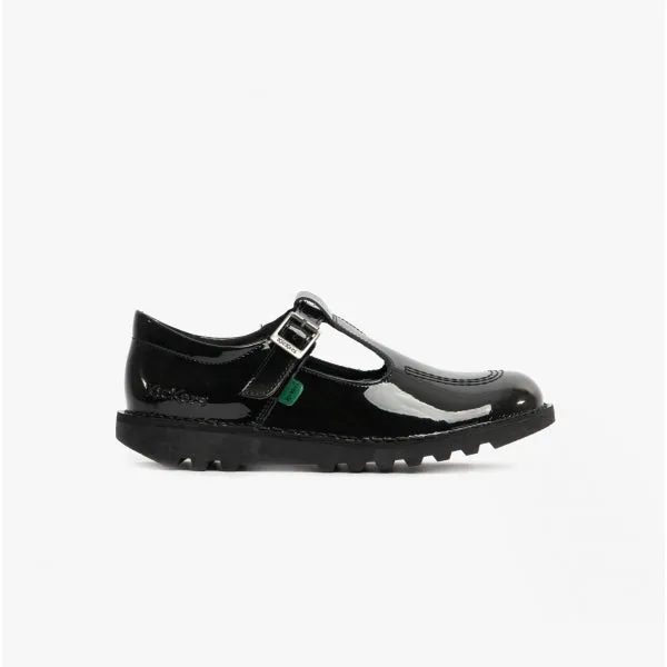 KICK T BAR PATENT Girls Leather Shoes Black sold by Shuperb