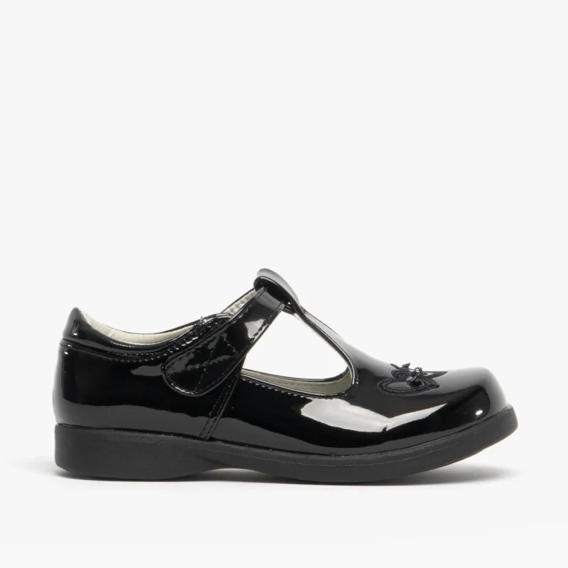 Boulevard Girls Touch Fasten T-Bar School Shoes Black Patent sold by Shuperb