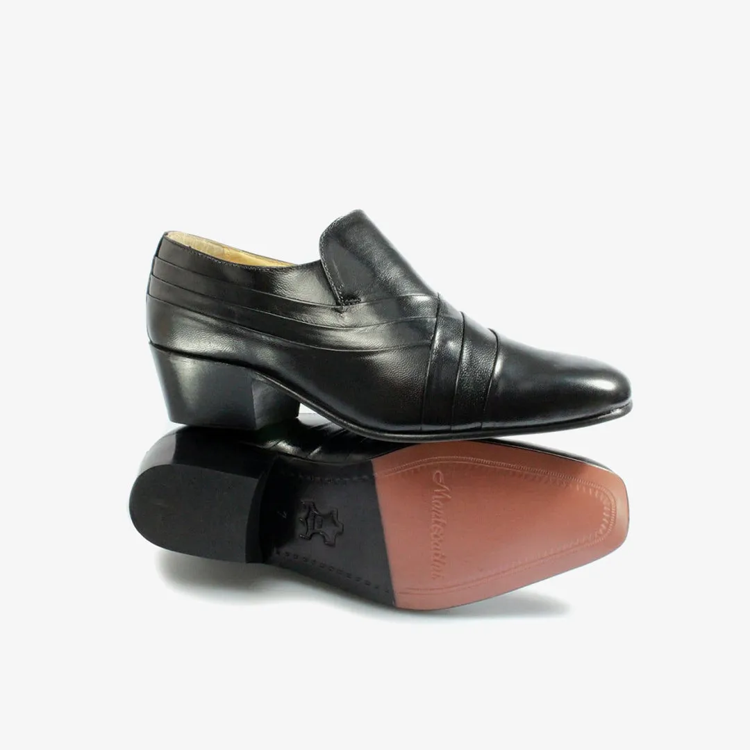 Montecatini CARLOS Mens Soft Leather Pleated Cuban Heel Shoes Black sold by Shuperb product image thumbnail 3