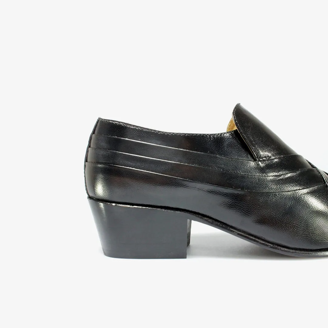 Montecatini CARLOS Mens Soft Leather Pleated Cuban Heel Shoes Black sold by Shuperb product image thumbnail 4