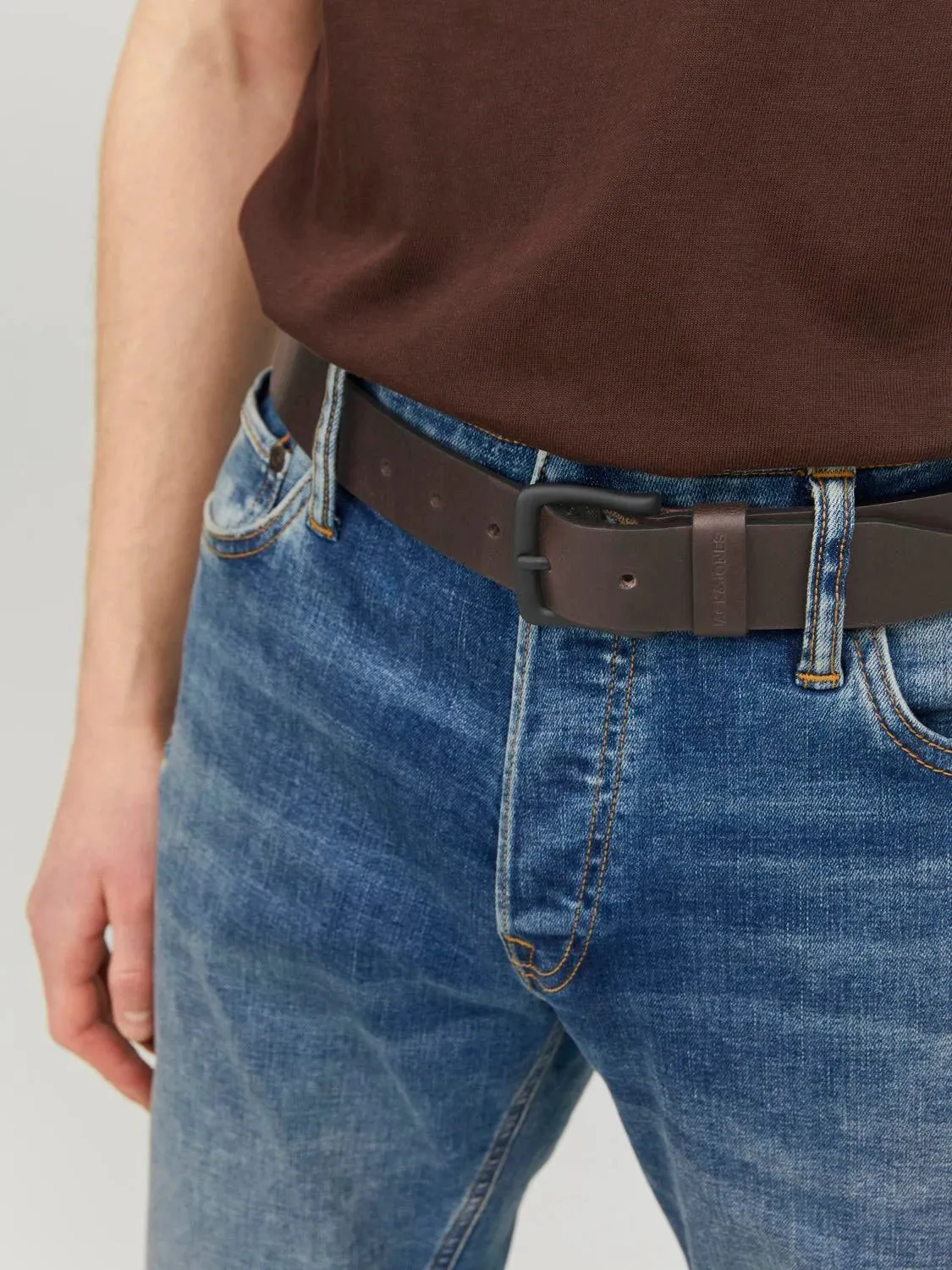 Jack & Jones ROMA Mens Belt Brown Coffee sold by Shuperb product image thumbnail 2