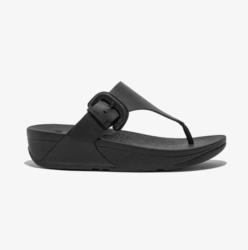 LULU COVERED-BUCKLE Womens Toe Post Black sold by Shuperb