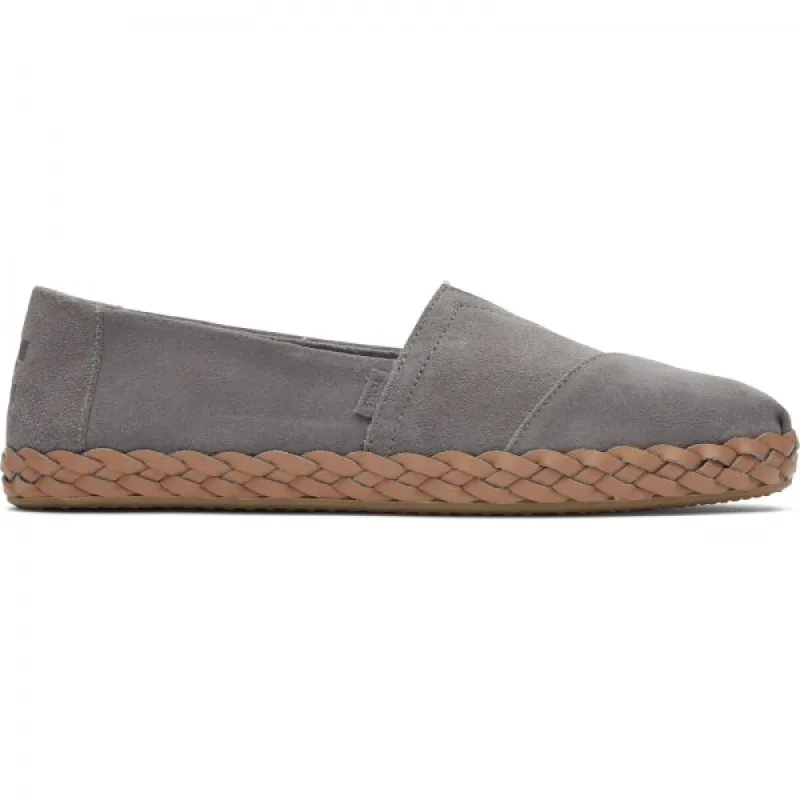 ALPARGATA LEATHER WRAP Ladies Slip-On Textile Trainers Grey made by Shuperb