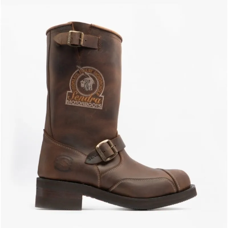 3565 Mens Leather Buckle Biker Boots Dark Brown sold by Shuperb