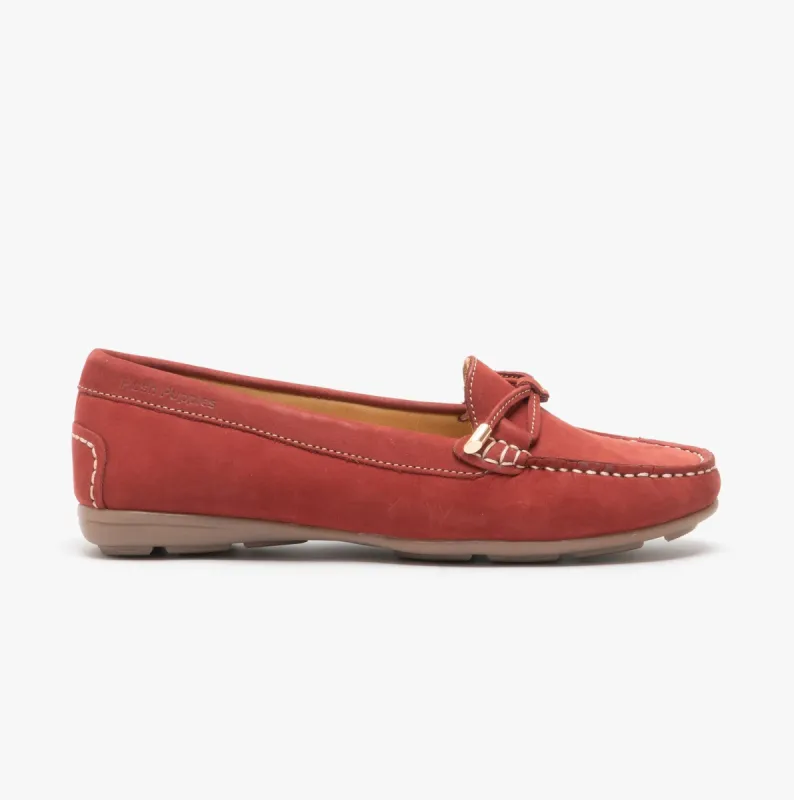 Hush Puppies MAGGIE Womens Nubuck Loafers Red sold by Shuperb